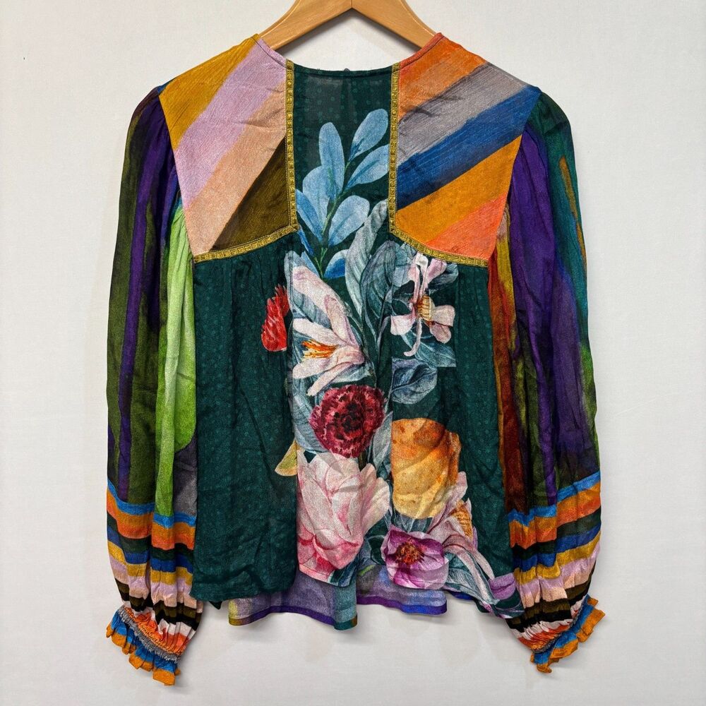 Anthropologie Blank Bl^nk London Miranda Blouse Top Shirt XXS Floral C048 -11